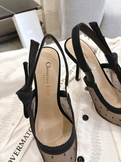 CD 25fw mesh slingback heels