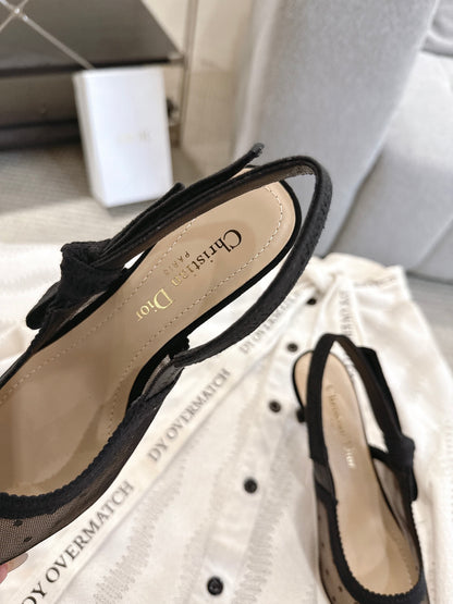 CD 25fw mesh kitten slingback heels