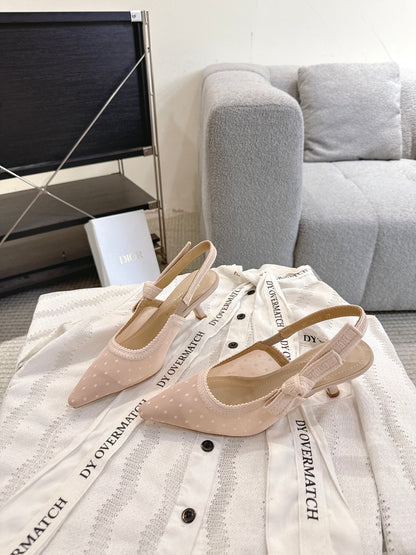 CD 25fw mesh kitten slingback heels