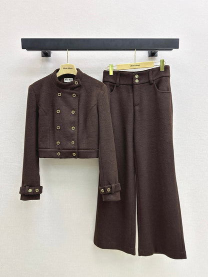 Miu 25fw jacket wide-leg pants set