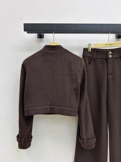 Miu 25fw jacket wide-leg pants set