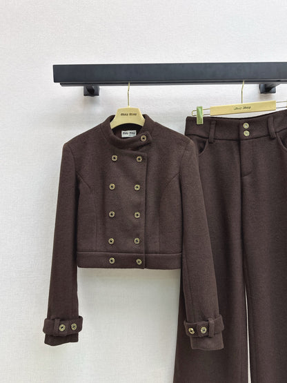 Miu 25fw jacket wide-leg pants set