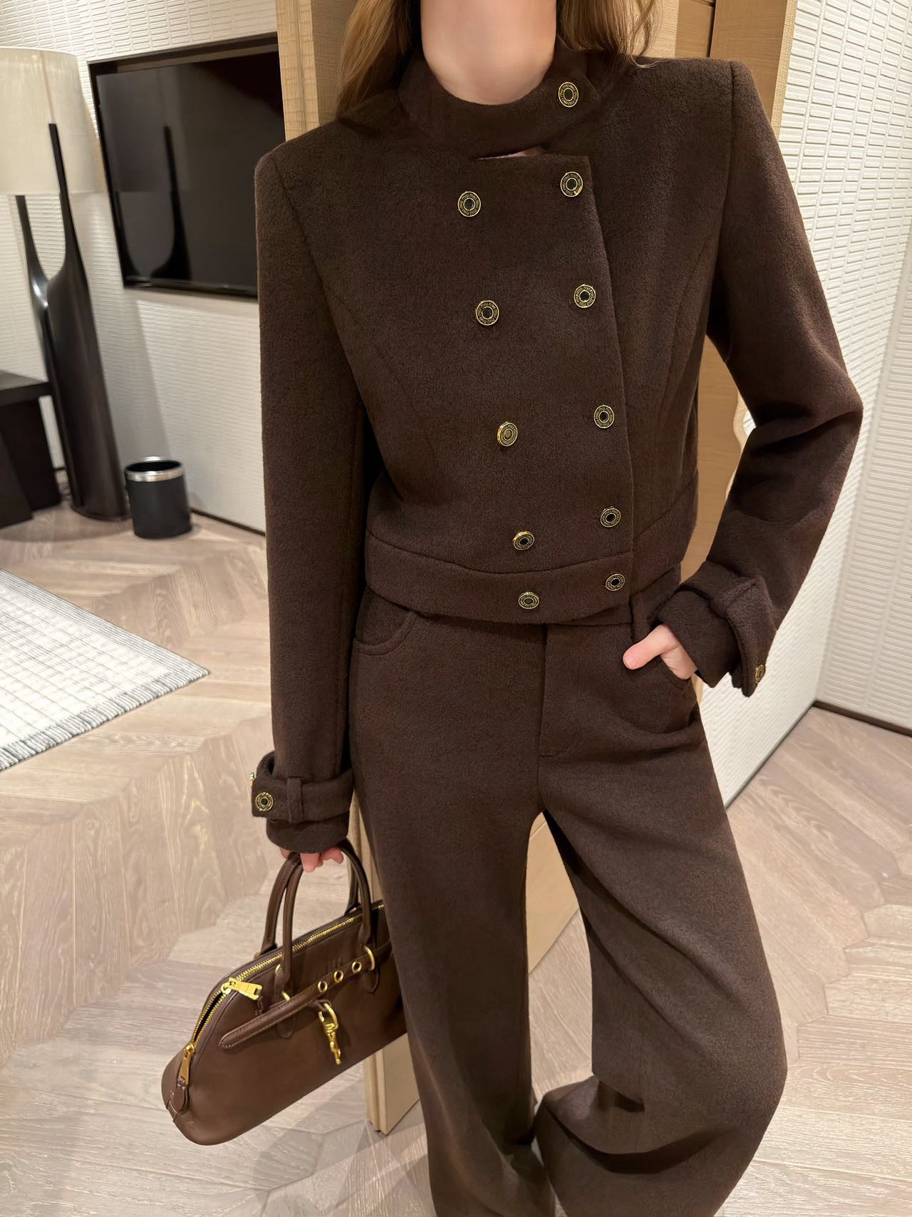 Miu 25fw jacket wide-leg pants set