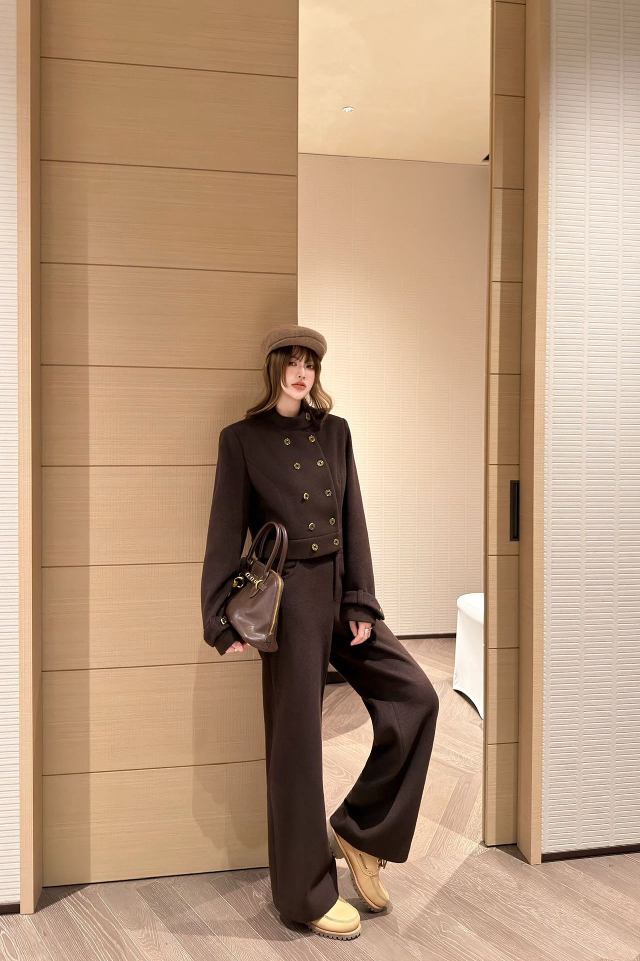 Miu 25fw jacket wide-leg pants set