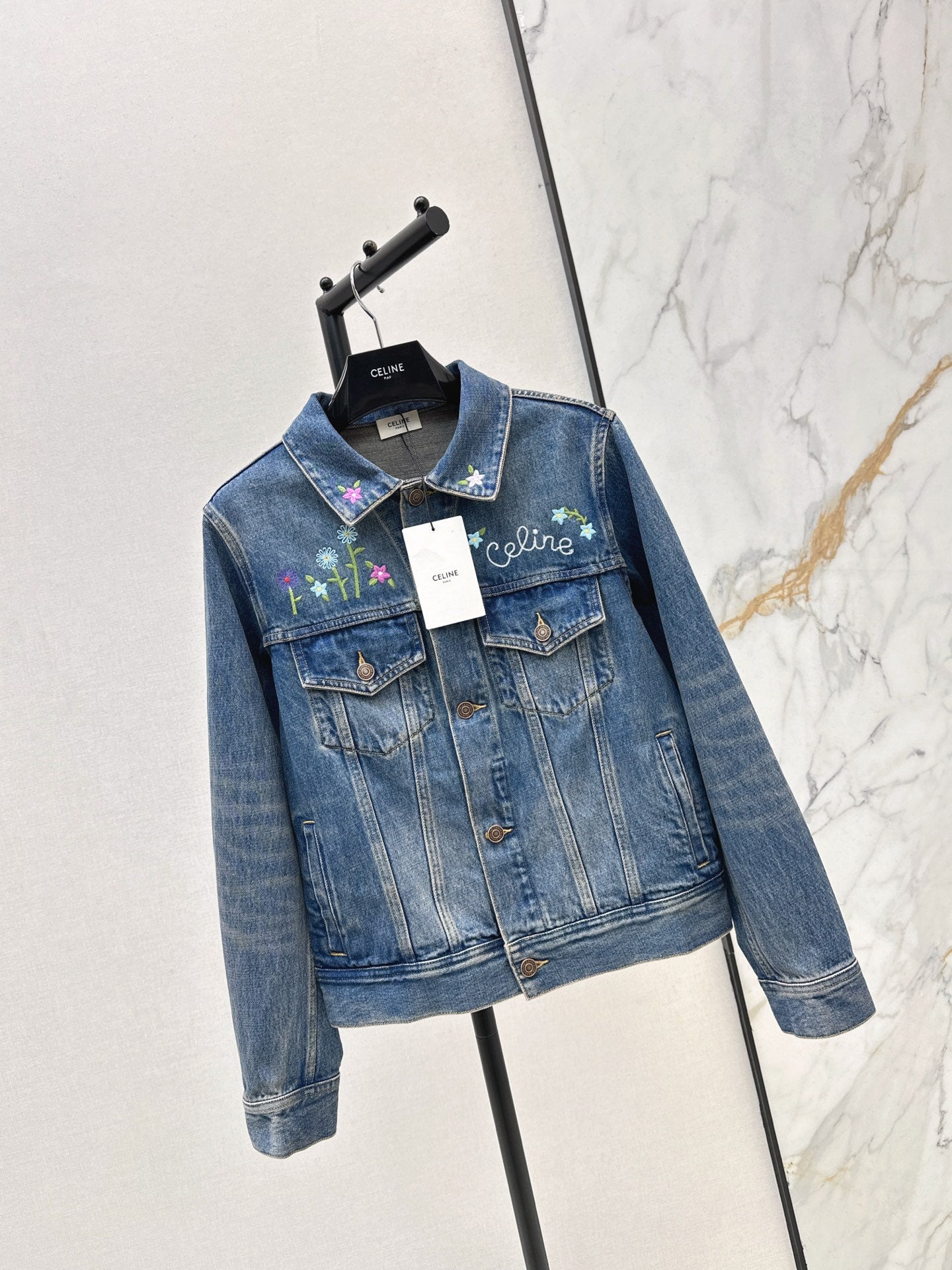 Celi 25fw embroidery denim jacket