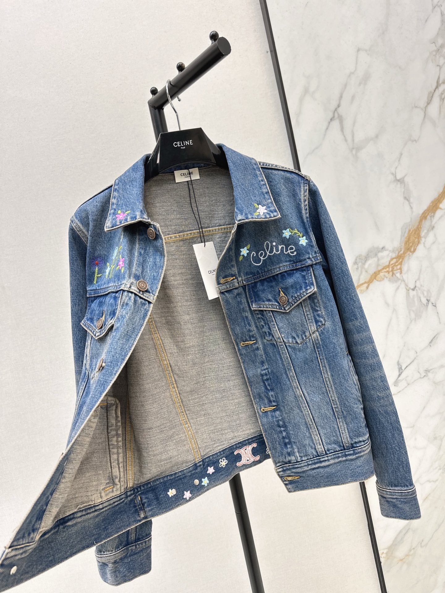 Celi 25fw embroidery denim jacket