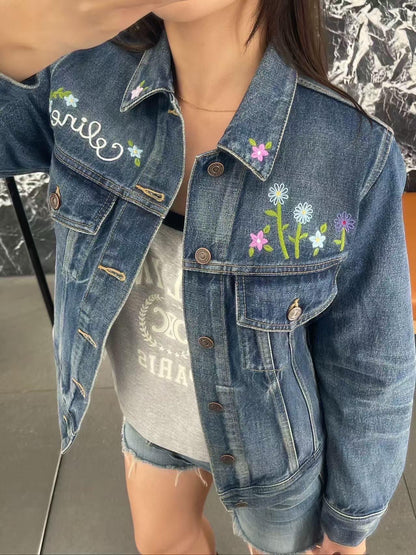 Celi 25fw embroidery denim jacket
