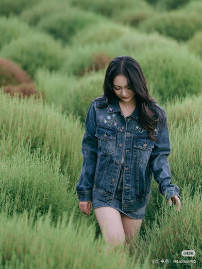 Celi 25fw embroidery denim jacket