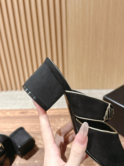 Chan 25fw slides chunky heel