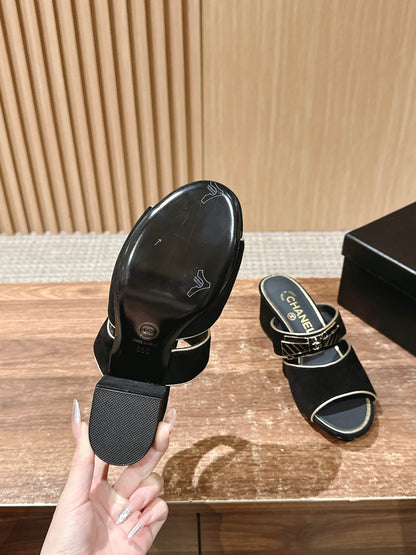 Chan 25fw slides chunky heel
