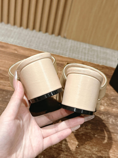 Chan 25fw slides chunky heel