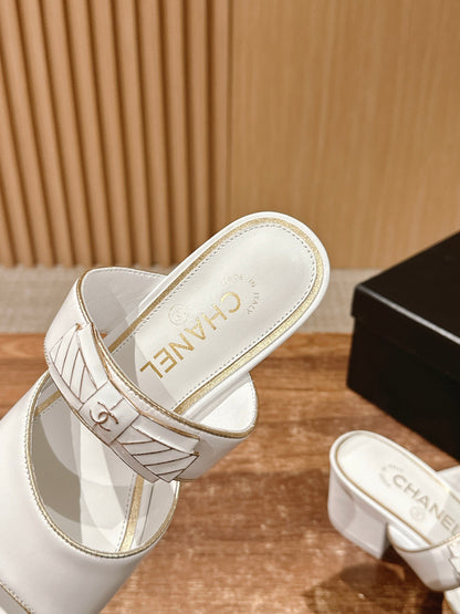 Chan 25fw slides chunky heel