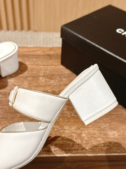 Chan 25fw slides chunky heel