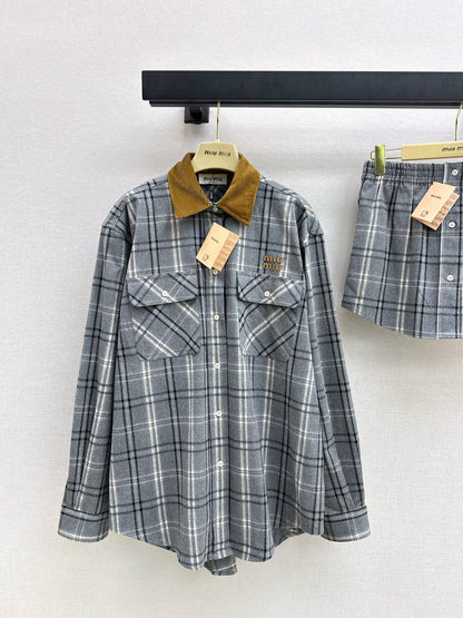 Miu 25fw vintage plaid shirt