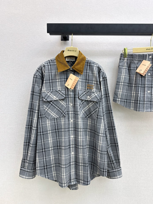 Miu 25fw vintage plaid shirt