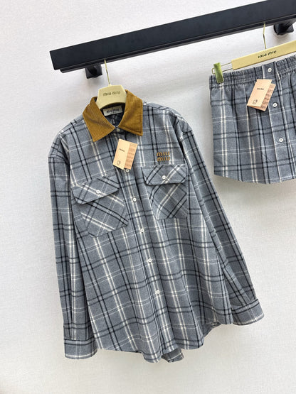 Miu 25fw vintage plaid shirt