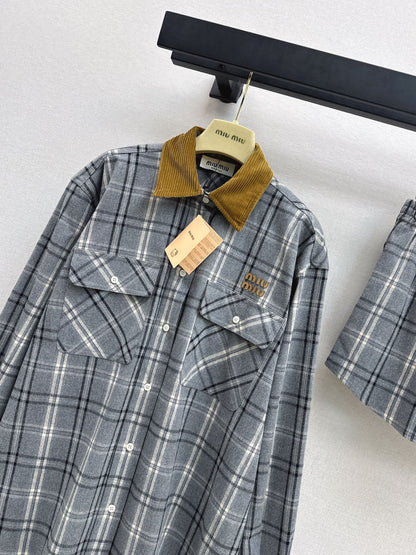 Miu 25fw vintage plaid shirt
