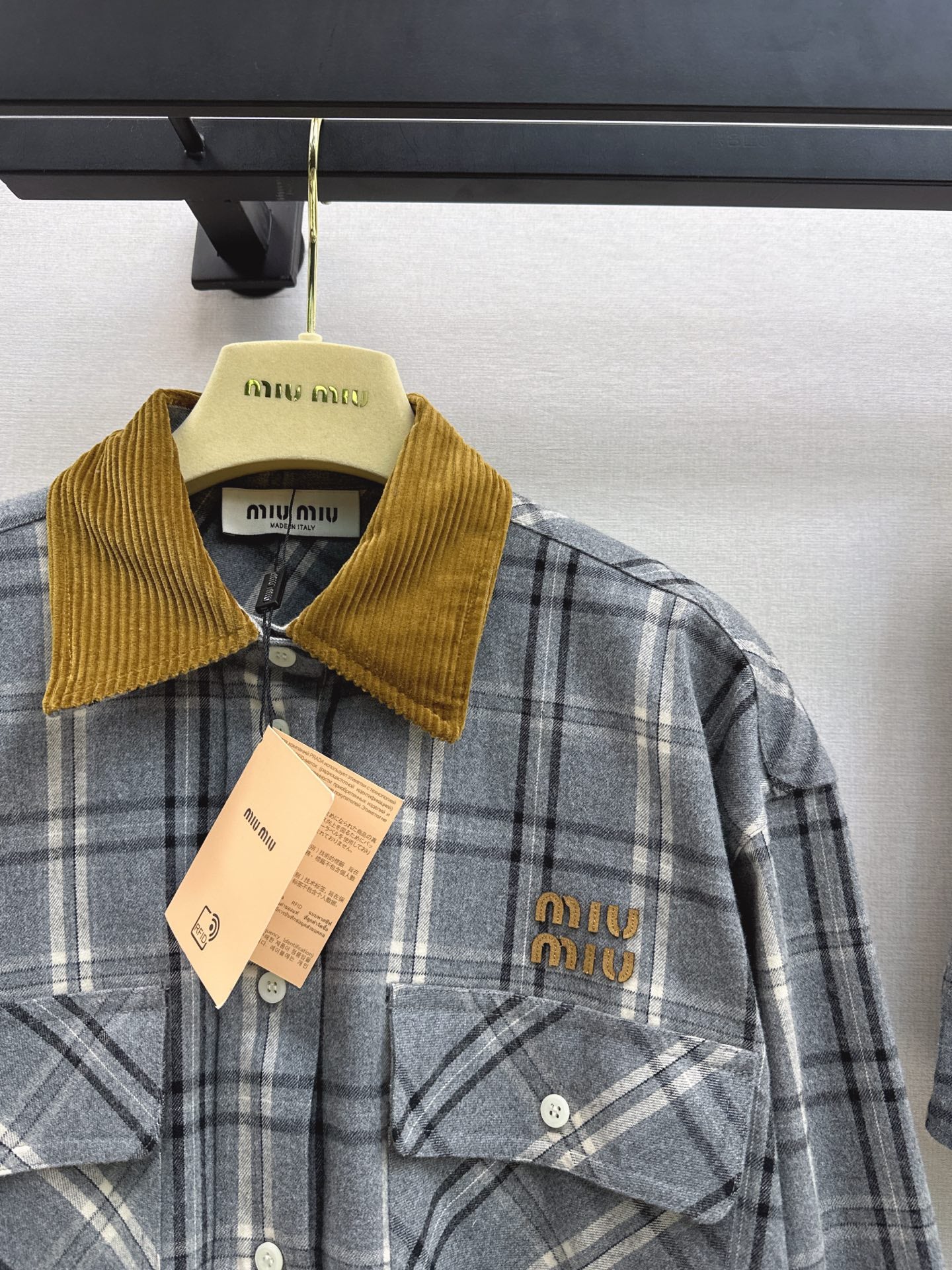Miu 25fw vintage plaid shirt