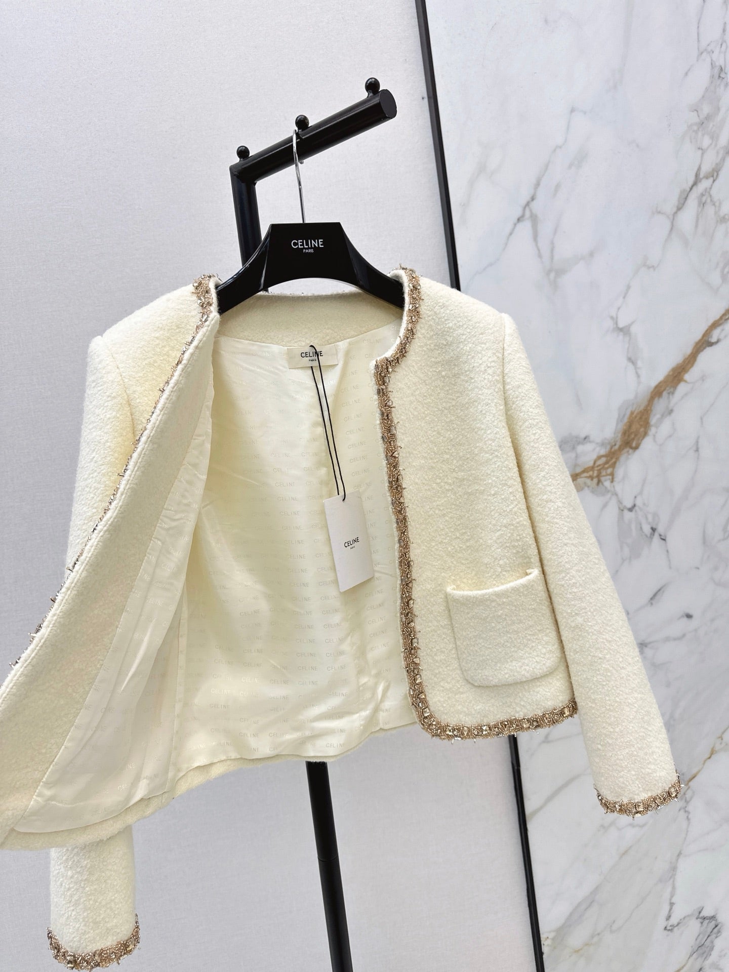 Celi 25fw beading woven jacket