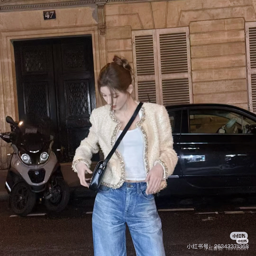 Celi 25fw beading woven jacket