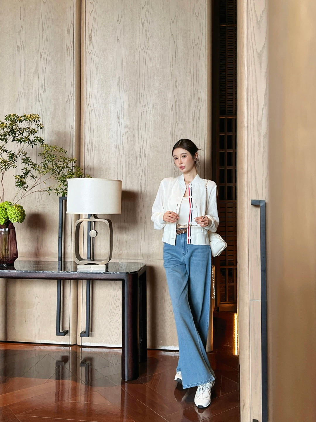 Loe 25fw jeans with woven belt