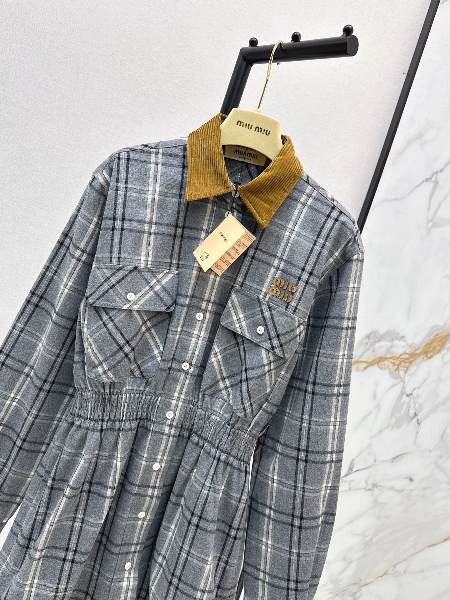 Miu 25fw plaid shirt dress