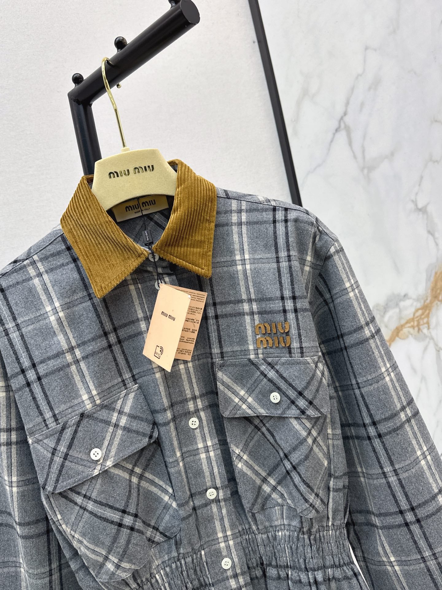 Miu 25fw plaid shirt dress