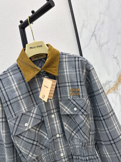 Miu 25fw plaid shirt dress