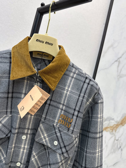 Miu 25fw plaid shirt dress