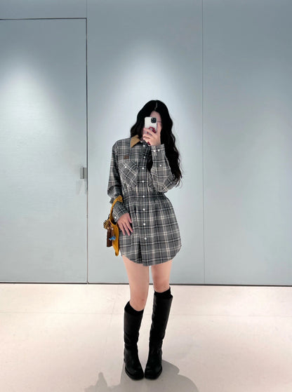Miu 25fw plaid shirt dress