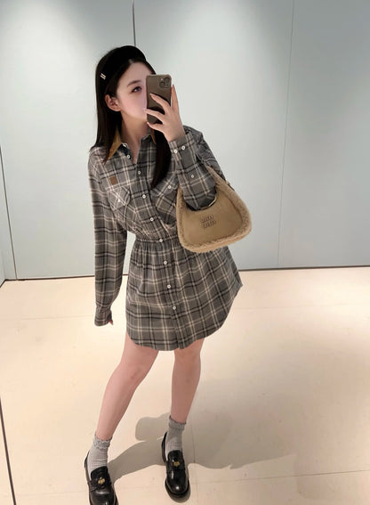 Miu 25fw plaid shirt dress