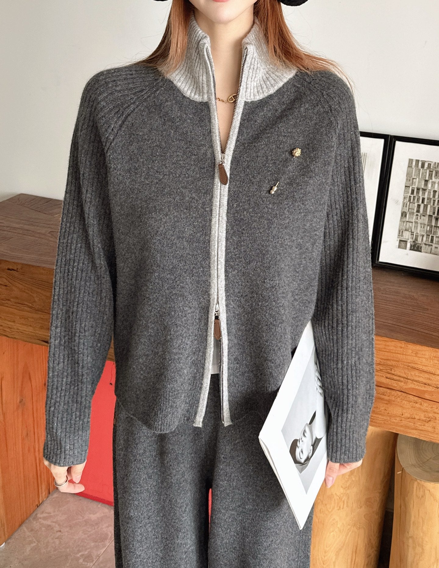 Loro 25fw knit jacket pants set