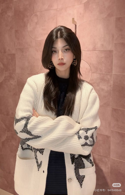 Louis 25fw jacquard knitted cardigan