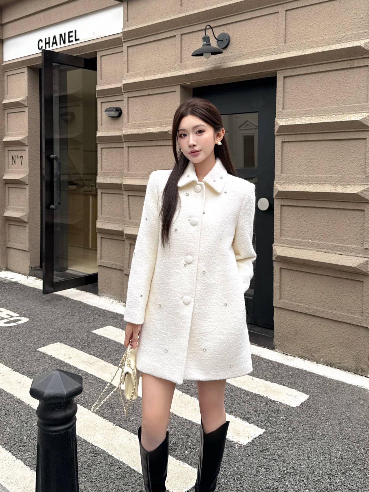 Miu 25fw rhinestone overcoats