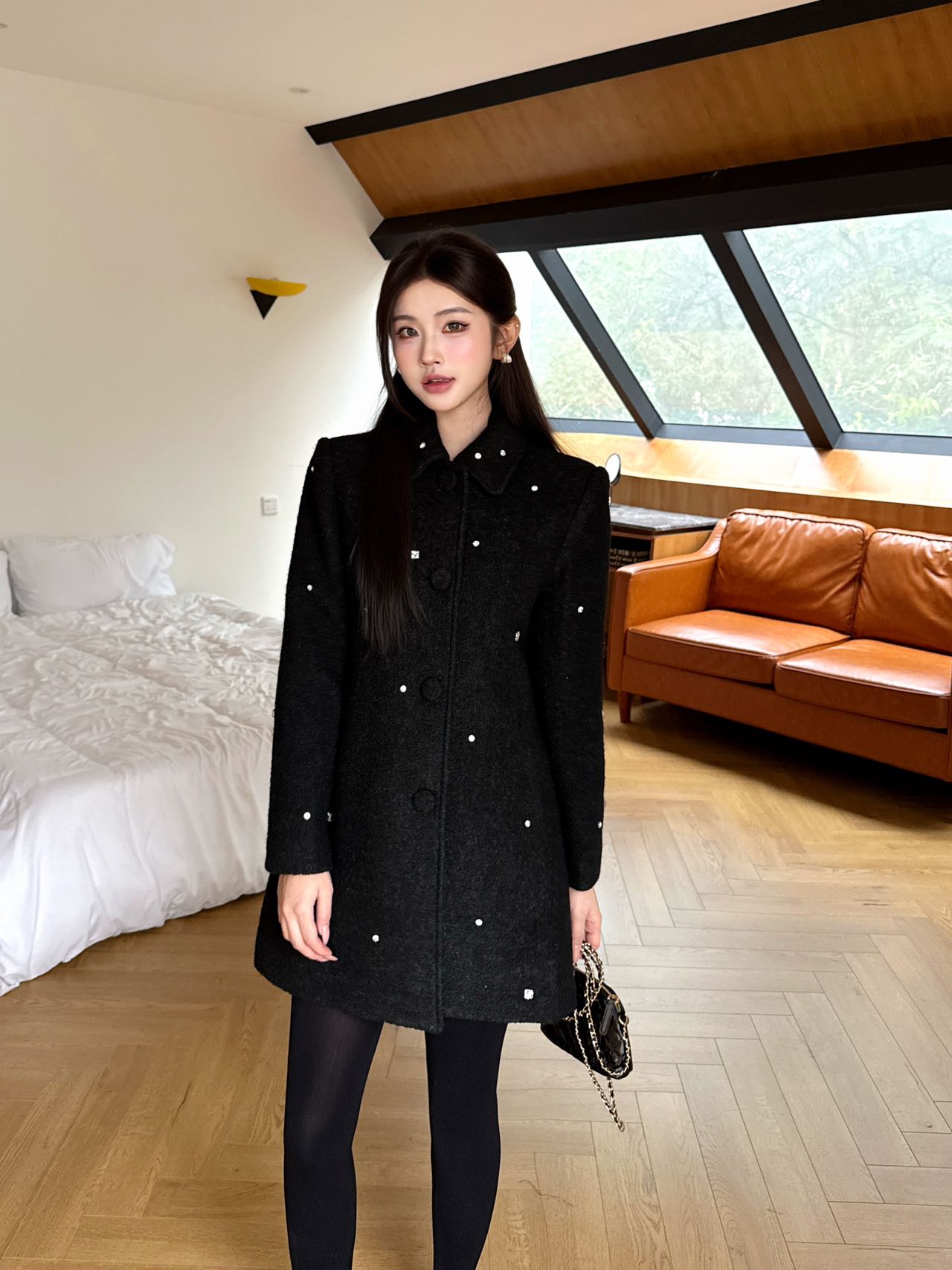 Miu 25fw rhinestone overcoats