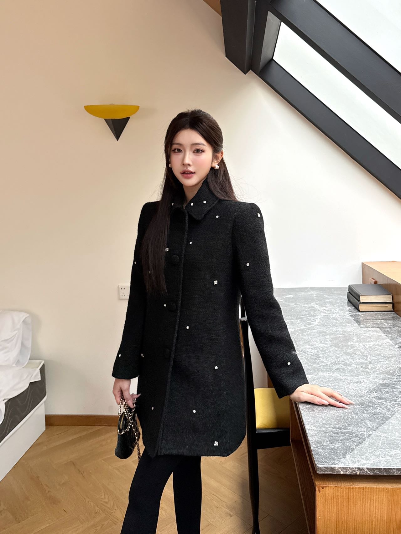 Miu 25fw rhinestone overcoats