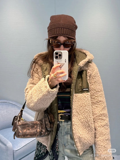 Miu 25fw lamp fleece jacket