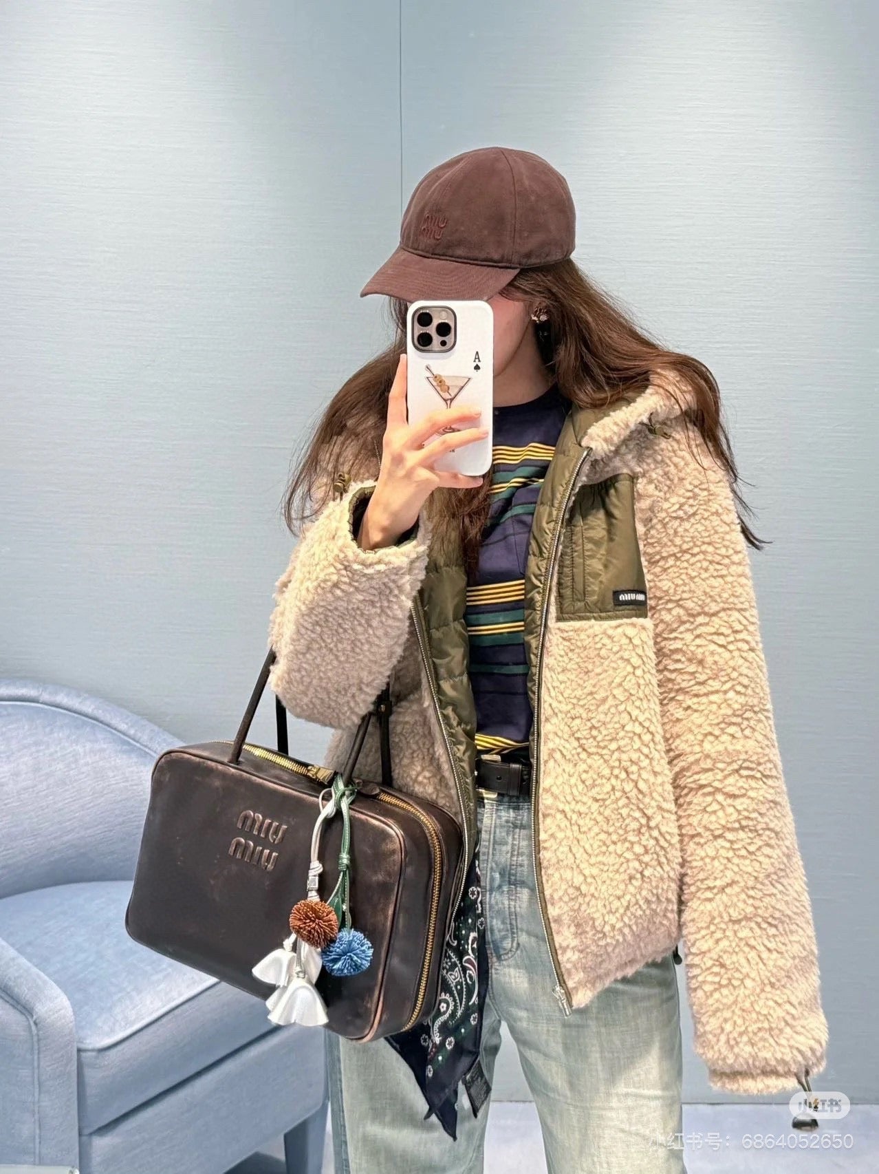 Miu 25fw lamp fleece jacket