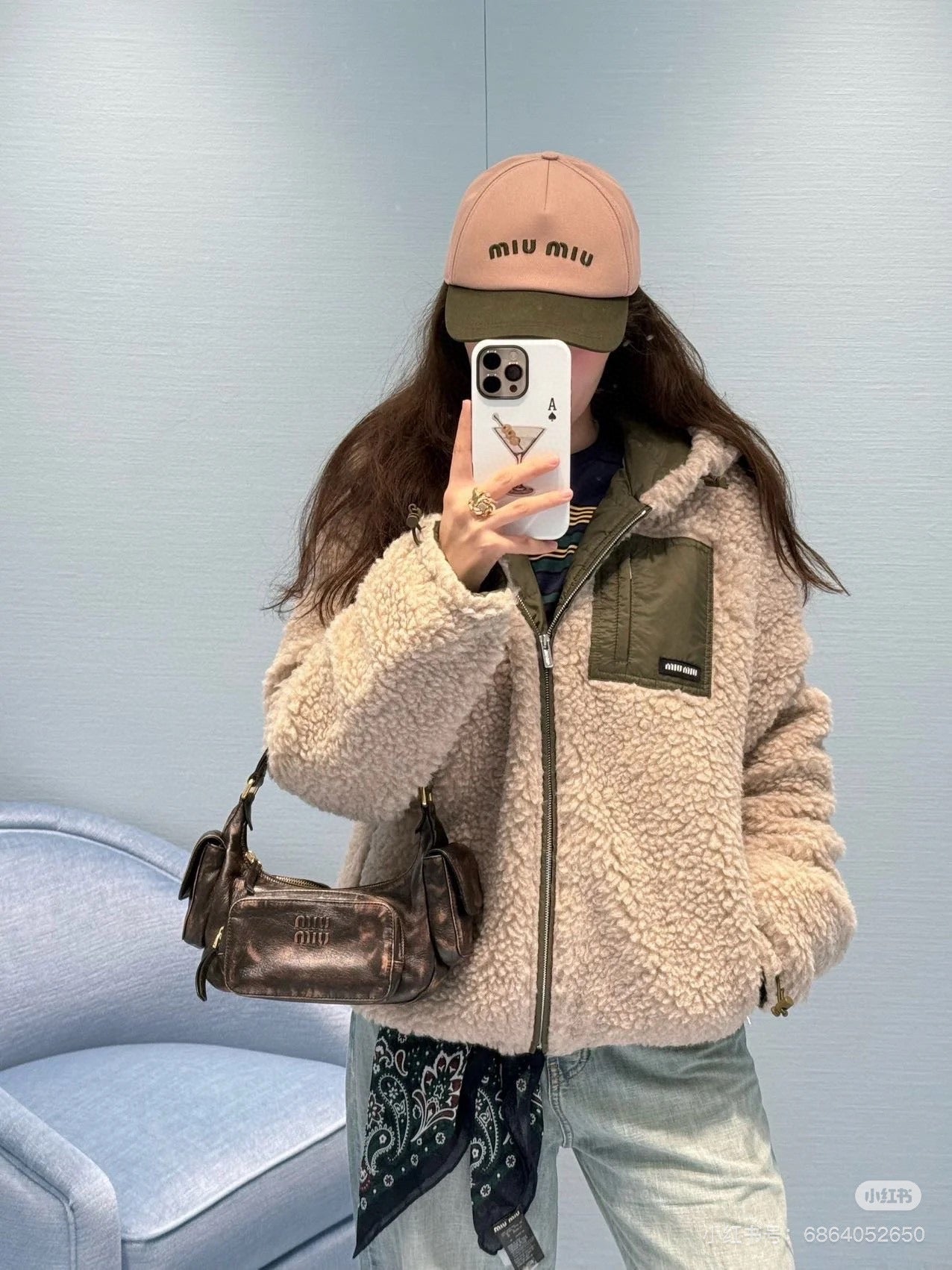 Miu 25fw lamp fleece jacket