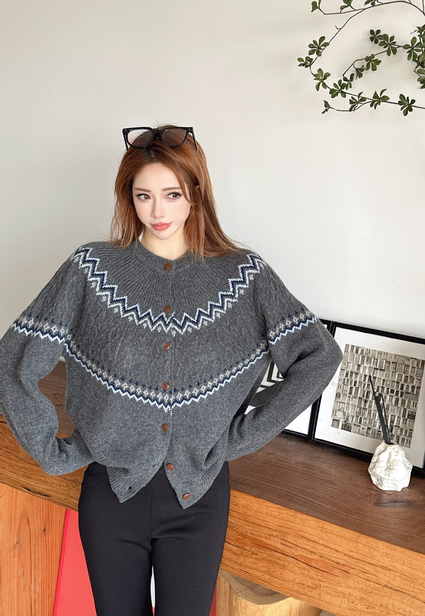 Loro 25fw fair isle cardigan