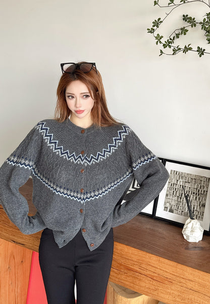 Loro 25fw fair isle cardigan