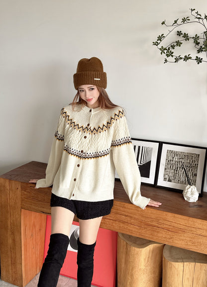 Loro 25fw fair isle cardigan