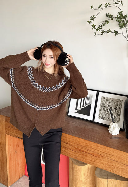 Loro 25fw fair isle cardigan