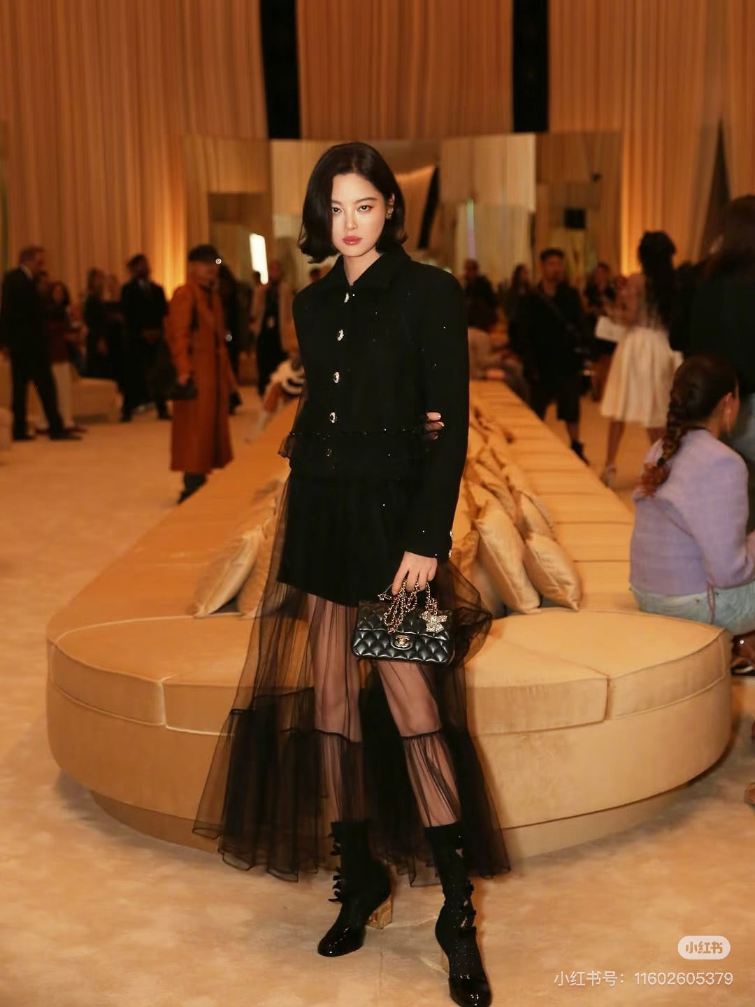 Chan 25fw woven skirt+ mash skirt set