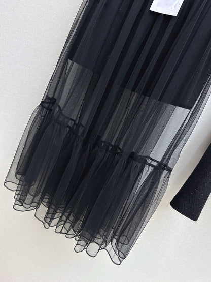 Chan 25fw woven skirt+ mash skirt set