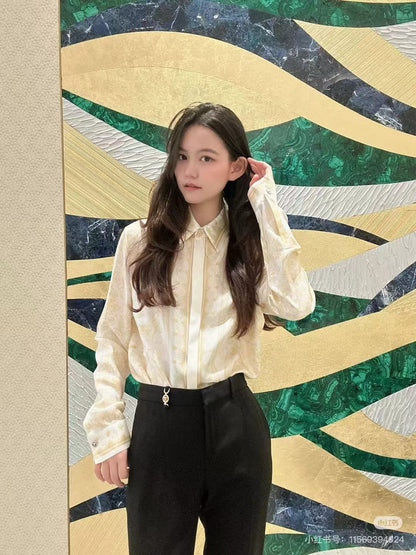 Vers 25fw print silk shirt