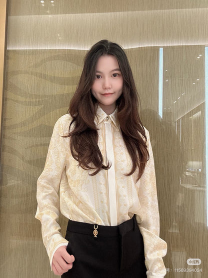 Vers 25fw print silk shirt