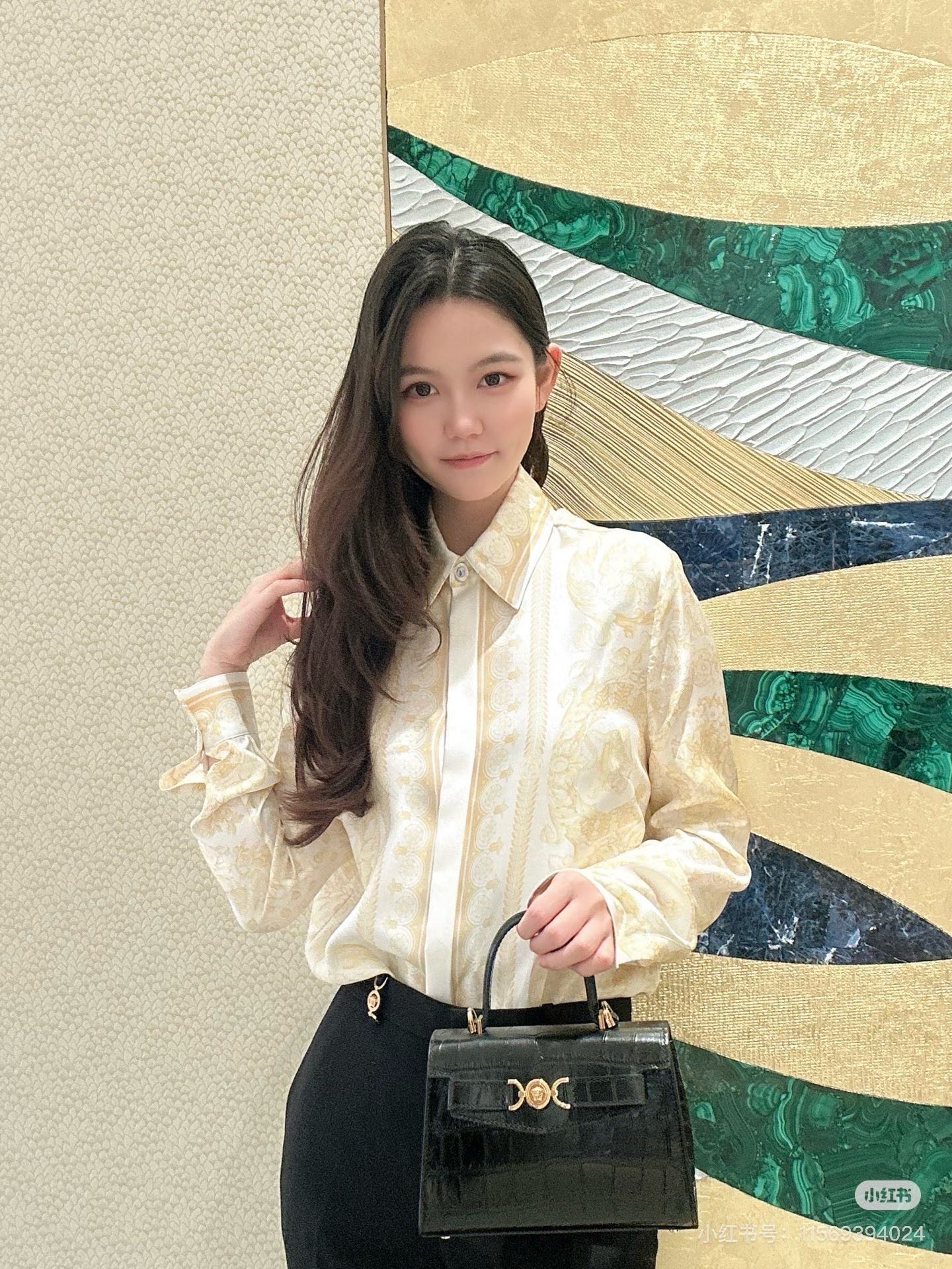 Vers 25fw print silk shirt