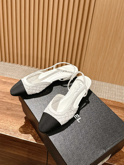 Chan 25fw lace slingback flats