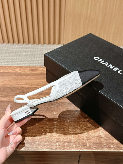 Chan 25fw lace slingback flats